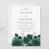 Atemberaubende Emerald Green Floral Wedding Einladung (Vorderseite)