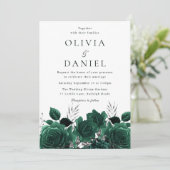 Atemberaubende Emerald Green Floral Wedding Einladung (Stehend Vorderseite)