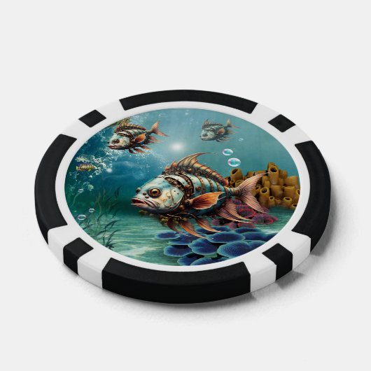 Atemberaubende Fantasy Steampunk Fische. Pokerchips (Einzeln)