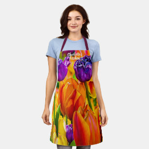 Atemberaubende Farben Schöne Tulip Blume Schürze