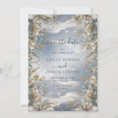 Atemberaubende Florals in Gold Save the Date hervo Einladung (Vorderseite)