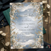 Atemberaubende Florals in Gold Save the Date hervo Einladung