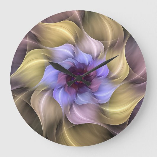 Atemberaubende Fraktal-Blume Acrylwand-Uhr Große Wanduhr (Vorderseite)