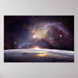 Atemberaubende Galaxie und Erde Poster