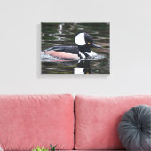 Atemberaubende, gehobene Merganser Duckswims von Leinwanddruck (Insitu (Wohnzimmer))