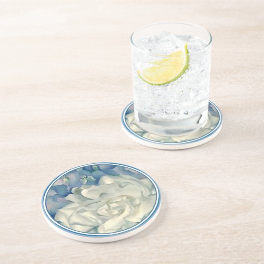 Atemberaubende Georgia O'Keefe weiße Rose und Getränkeuntersetzer (Seite)