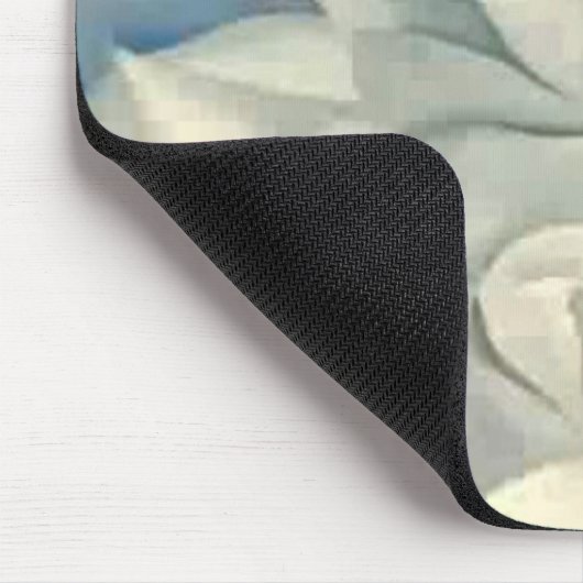 Atemberaubende Georgia O'Keefe weiße Rose und Mousepad (Ecke)