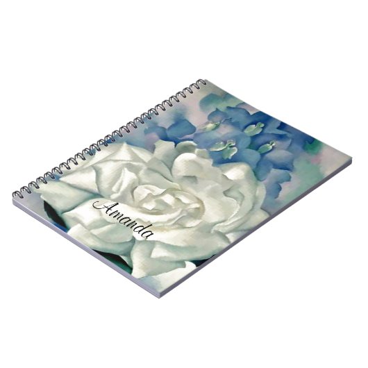 Atemberaubende Georgia O'Keefe weiße Rose und Notizblock (Linke Seite)