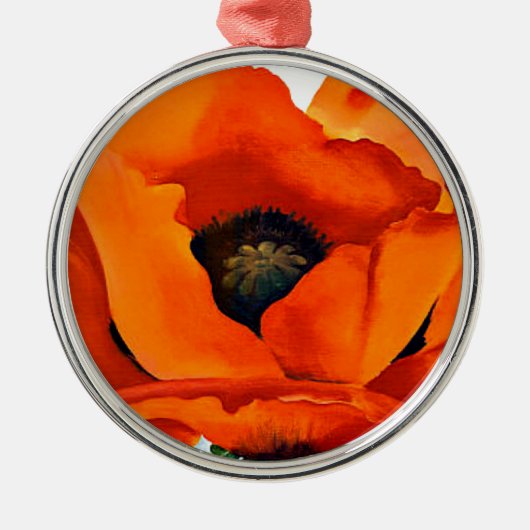 Atemberaubende Georgia O'Keeffe Rot-Mohnblume Ornament Aus Metall (Vorne)