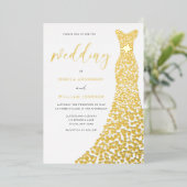 Atemberaubende Gold Liebe Herzerkrankung Hochzeit Folieneinladung (Stehend vorne)