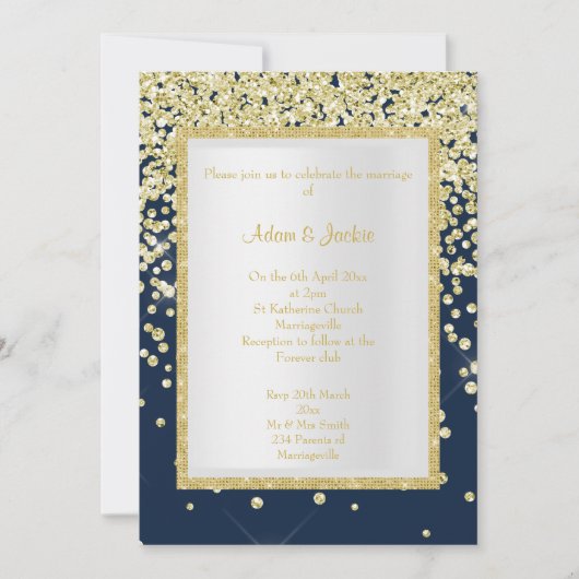 ATEMBERAUBENDE GOLD SPARKLE WEDING CUSTOM EINLADUNG (Vorderseite)