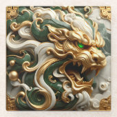 Atemberaubende goldene Lion mit künstlerischer Prä Glasuntersetzer (Vorderseite)