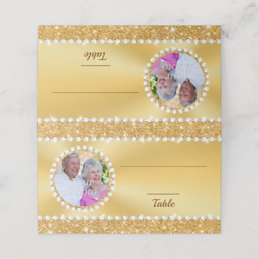 Atemberaubende, goldene Platzkarten. Foto-Platzkar Platzkarte (Außenseite Aufgefaltet)