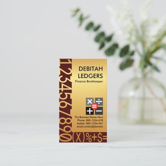 Atemberaubende Goldnummern Buchführung Visitenkarte (Stehend Vorderseite)