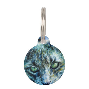 Atemberaubende Green Mit Augen Chat Round Pet Tag Haustiermarke