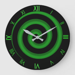 Atemberaubende grüne und schwarze Spiralwand Große Wanduhr