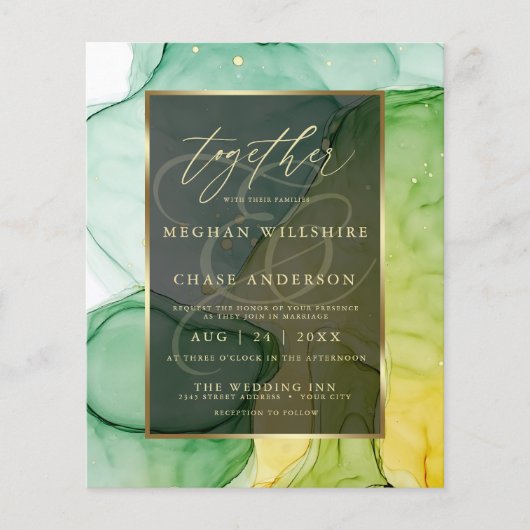 Atemberaubende Grüntöne und Golds Abstrakte Flüssi (Vorderseite)