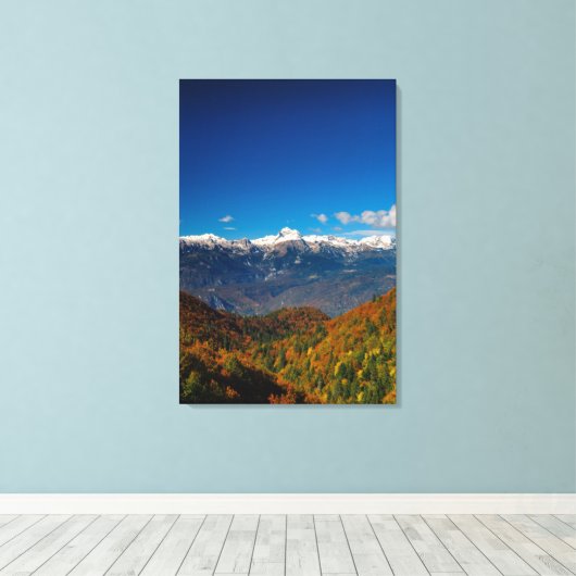 Atemberaubende Herbstkulisse Blick auf Triglav Leinwanddruck (Insitu (Holzboden))