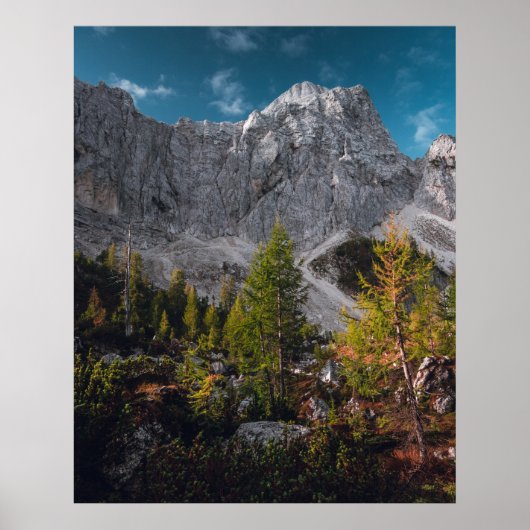Atemberaubende Herbstlandschaft unter Bergen Poster (Vorne)