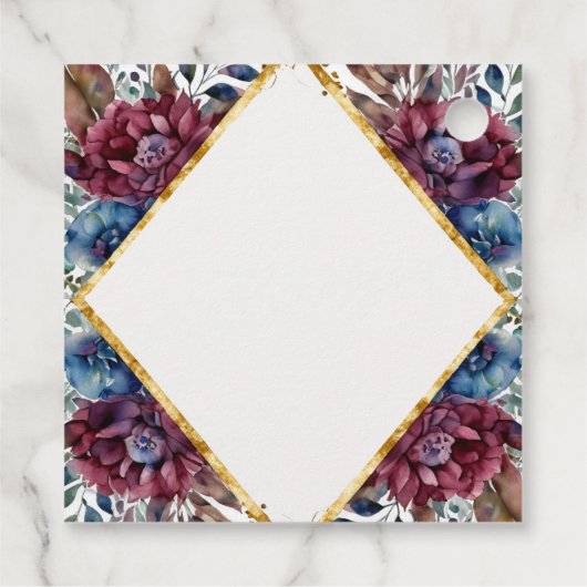 Atemberaubende Hochzeit von Jewel Toned Peony Geschenkanhänger (Rückseite)