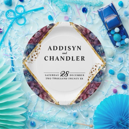 Atemberaubende Hochzeit von Jewel Toned Peony Pappteller (Party)