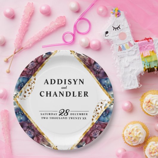 Atemberaubende Hochzeit von Jewel Toned Peony Pappteller (Party)