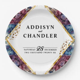 Atemberaubende Hochzeit von Jewel Toned Peony Pappteller