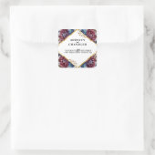 Atemberaubende Hochzeit von Jewel Toned Peony Quadratischer Aufkleber (Tasche)