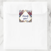 Atemberaubende Hochzeit von Jewel Toned Peony Quadratischer Aufkleber (Tasche)