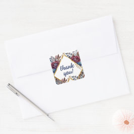 Atemberaubende Hochzeit von Jewel Toned Peony Quadratischer Aufkleber