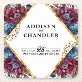 Atemberaubende Hochzeit von Jewel Toned Peony Rechteckiger Pappuntersetzer