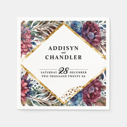 Atemberaubende Hochzeit von Jewel Toned Peony Serviette (Vorderseite)