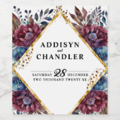 Atemberaubende Hochzeit von Jewel Toned Peony Weinetikett (Einzelnes Label)