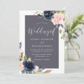 Atemberaubende Hochzeit von Navy & Blush Einladung (Stehend Vorderseite)