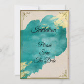 Atemberaubende Hochzeitseinladung, grün, gold Einladung (Rückseite)