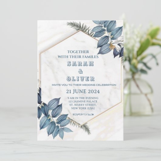 Atemberaubende Hochzeitsfeier in Schatten Einladung (Stehend Vorderseite)