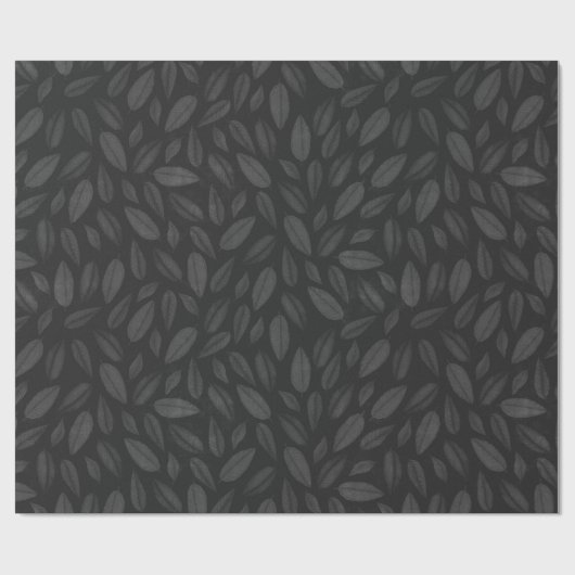 Atemberaubende Holzkohle und schwarzes Leaf-Muster Geschenkpapier (Flach)