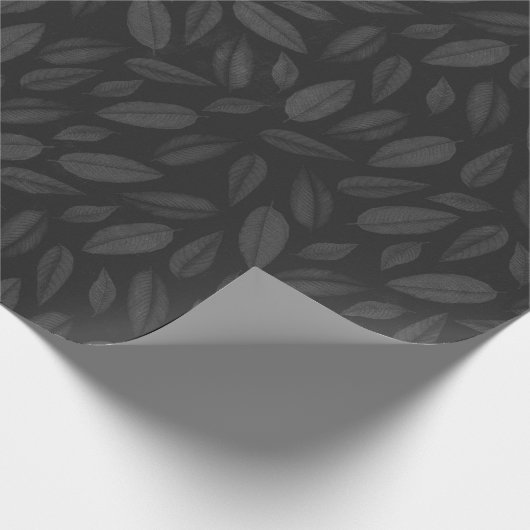 Atemberaubende Holzkohle und schwarzes Leaf-Muster Geschenkpapier (Ecke)
