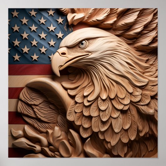 atemberaubende Holzschnitzerei mit amerikanischer Poster (Vorne)