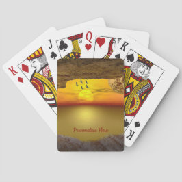 Atemberaubende Illustration der Meeresbucht und de Spielkarten