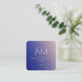 Atemberaubende Imitat Gradient Blue und Rose Gold  Quadratische Visitenkarte (Stehend Vorderseite)
