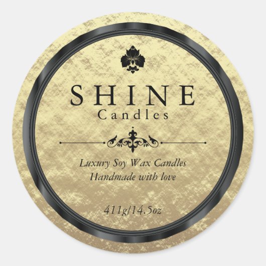 Atemberaubende Imitate Goldfolie und Schwarze Etik Runder Aufkleber (Vorderseite)