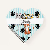 Atemberaubende Kätzchen und Pfoten, blau gestreift Notizblock (Vorderseite)