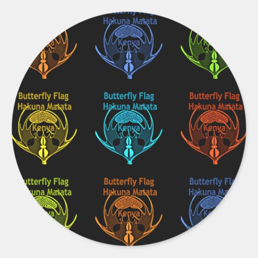 Atemberaubende kenianische Schmetterlingsflagge - Runder Aufkleber (Vorderseite)