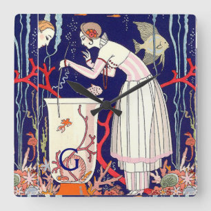 ATEMBERAUBENDE KLEINE FISCHE, QUADRATISCHE WANDUHR