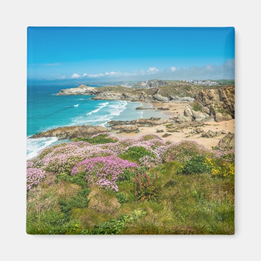 Atemberaubende Küstenlandschaft mit Newquay Strand Magnet (Vorne)