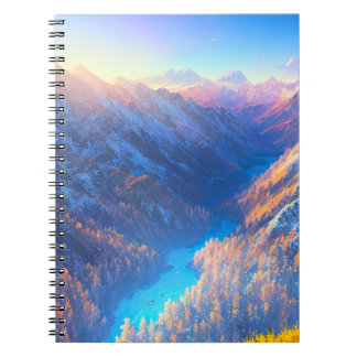 Atemberaubende Landschaft des Snowy Valley Notizblock