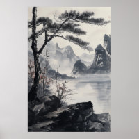 Atemberaubende Landschaft mit Tintenmalereien im N