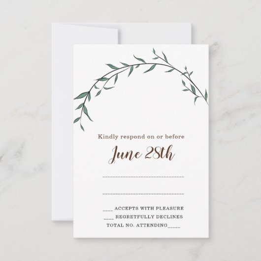 Atemberaubende leaf jüdische Rsvp Card & Umschlag Karte (Vorderseite)