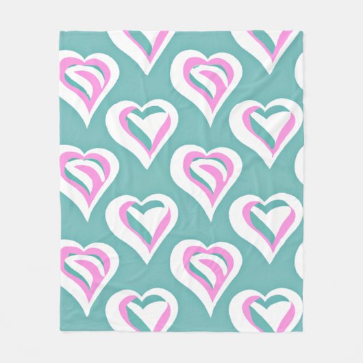Atemberaubende Liebe Herzmuster Fleecedecke (Vorderseite)